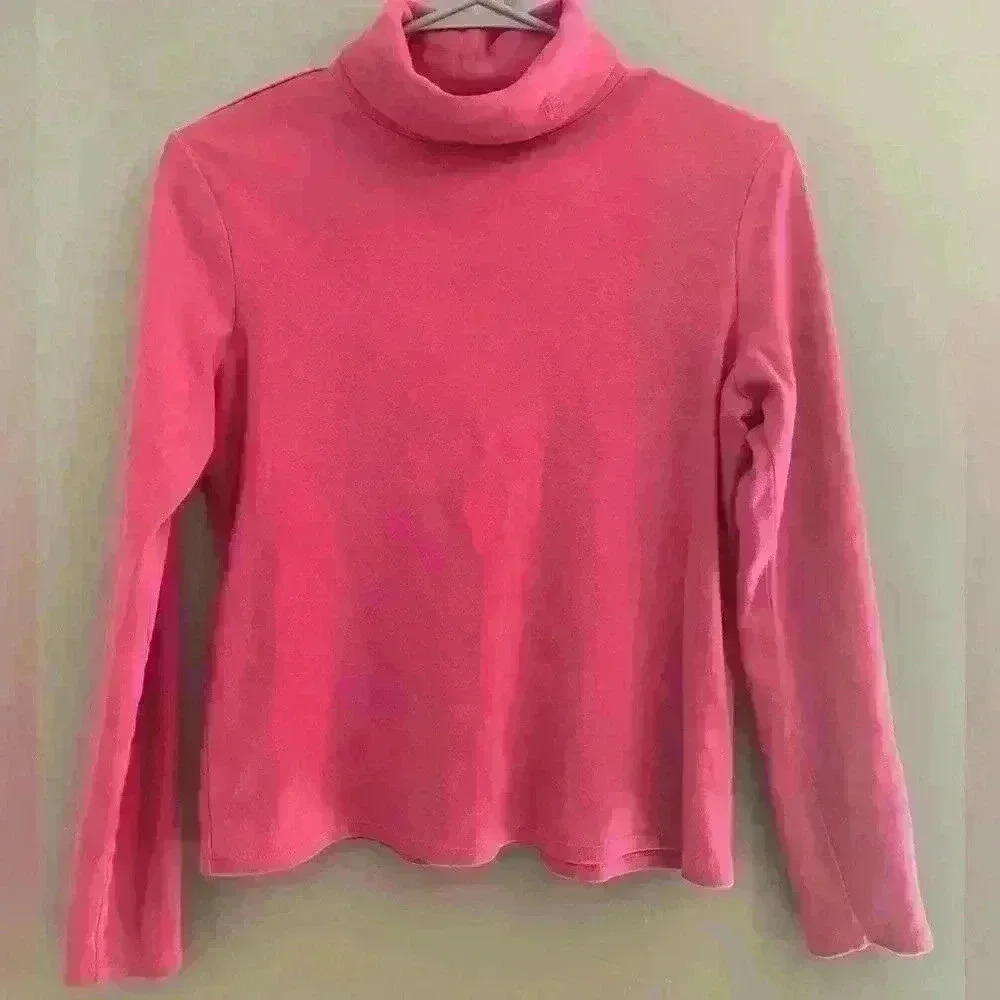Pretty in pink Lauren Ralph Lauren long sleeve top embroidered neckline size M